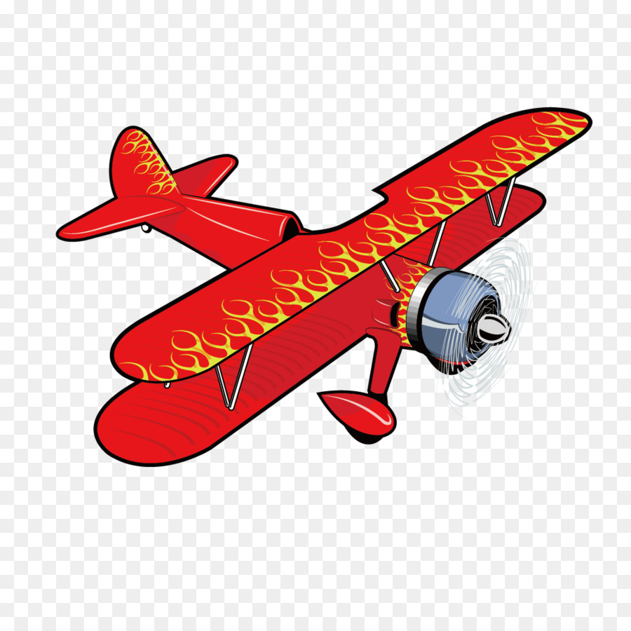 Airplane Aircraft Propeller Illustration - Red flame paint vintage biplane png download - 1000*1000 - Free Transparent Airplane png Download.
