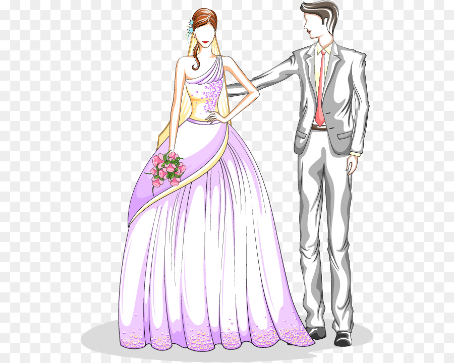 Bridegroom Wedding Illustration - Valentines Day painted the bride and groom png download - 581*719 - Free Transparent  png Download.