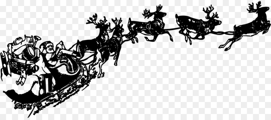 Santa Claus Reindeer Portable Network Graphics Sled Clip art - christmas silhouette png santa sleigh png download - 961*423 - Free Transparent Santa Claus png Download.