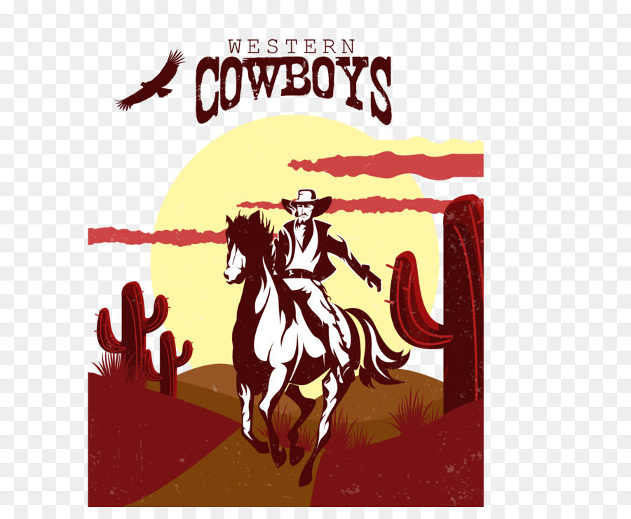 Cowboy Western American frontier Illustration - Horseback riding in the desert png download - 3783*4205 - Free Transparent American Frontier ai,png Download.