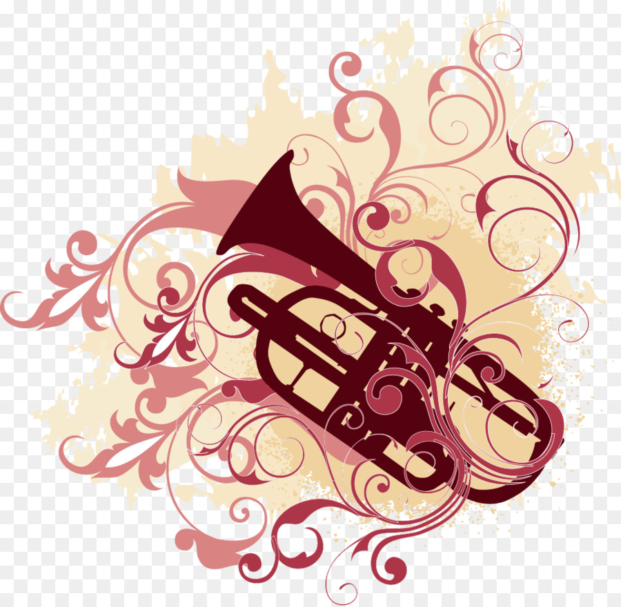 Royalty-free Trumpet Illustration - Large patterns and musical instruments vector material png download - 961*937 - Free Transparent  png Download.