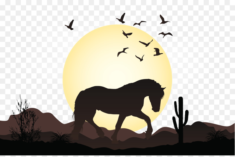 Mustang Pony Wild horse Illustration - Mustang vector illustration scene png download - 4567*3016 - Free Transparent Mustang png Download.