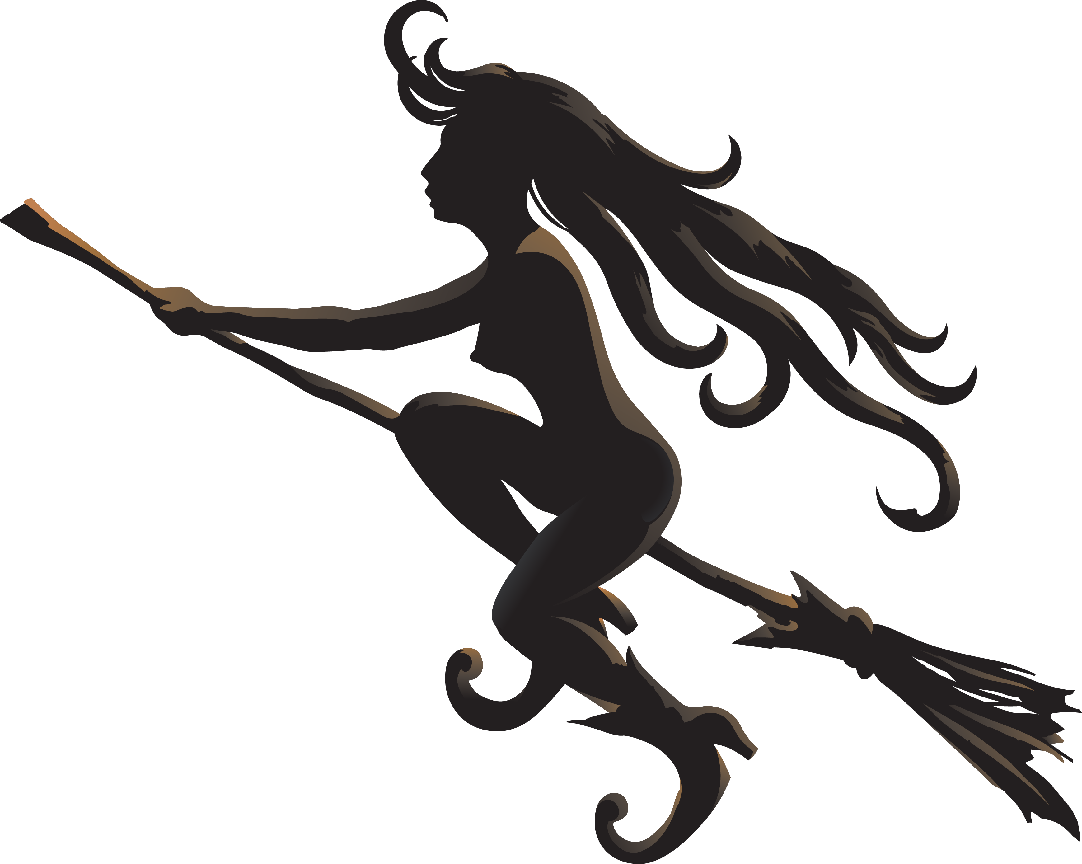 silhouette flying witch png.