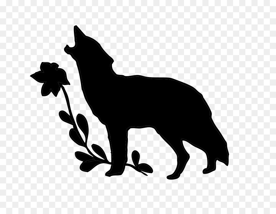 Gray wolf Silhouette Scalable Vector Graphics Clip art - Cartoon howling wolf and black flowers png download - 800*695 - Free Transparent Gray Wolf png Download.