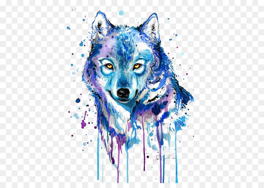 Gray wolf Tattoo Watercolor painting Drawing - Abstract wolf png download - 650*634 - Free Transparent Gray Wolf png Download.