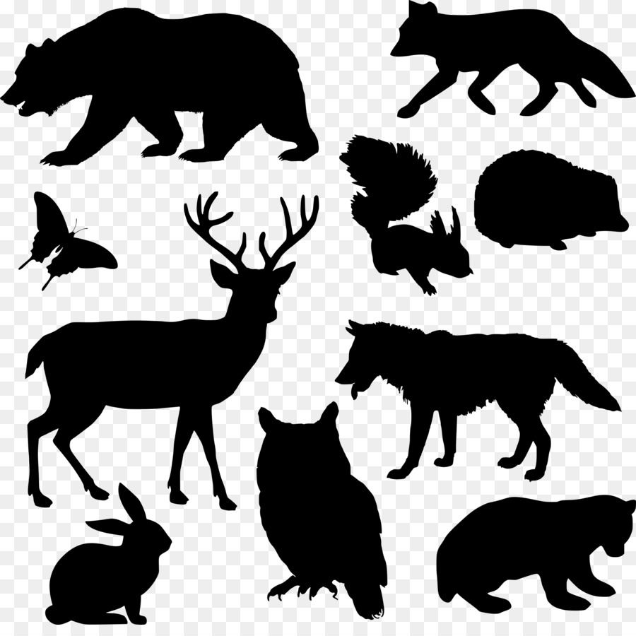 Silhouette Deer Squirrel Woodland Clip art - animal silhouettes png download - 2400*2357 - Free Transparent Silhouette png Download.