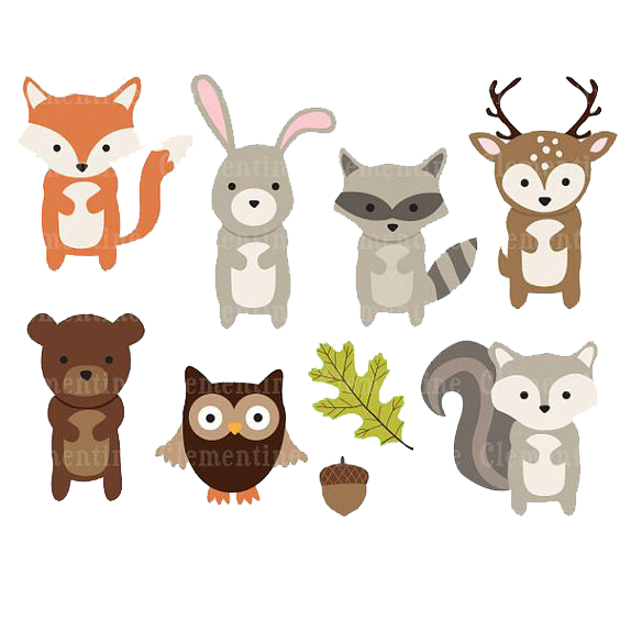 Paper Woodland Animal Clip art - Deer, bear and owl leaves png download