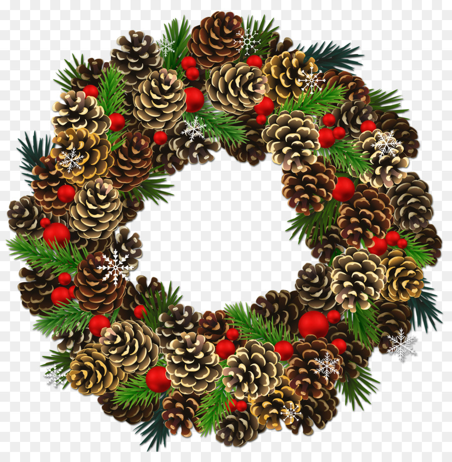 Christmas Wreath Garland Clip art - pine cone png download - 4000*4073 - Free Transparent Christmas  png Download.
