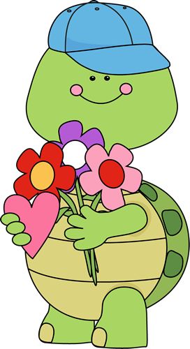 Cute Valentine&Day turtle with flowers. 