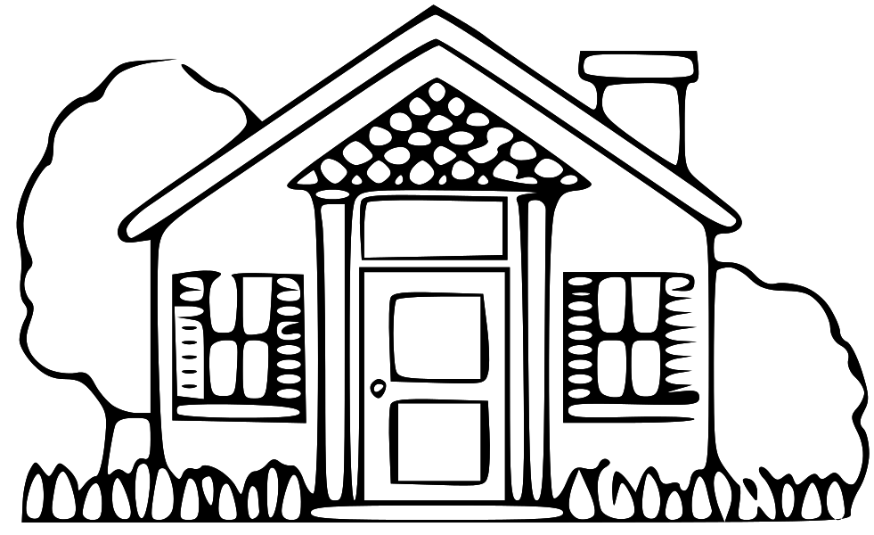Old farm house black and white clipart 