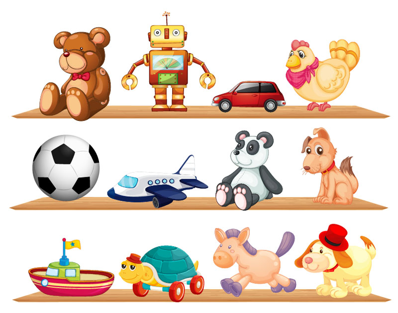 Children with toys clipart 