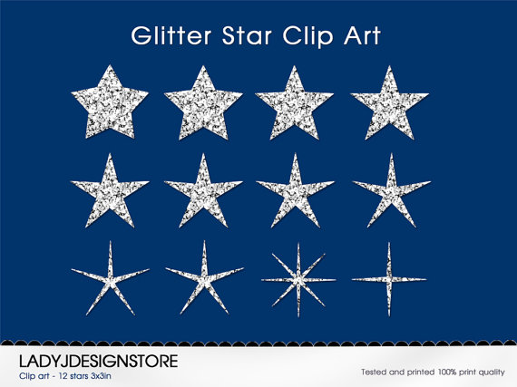 Silver glitter star clipart 