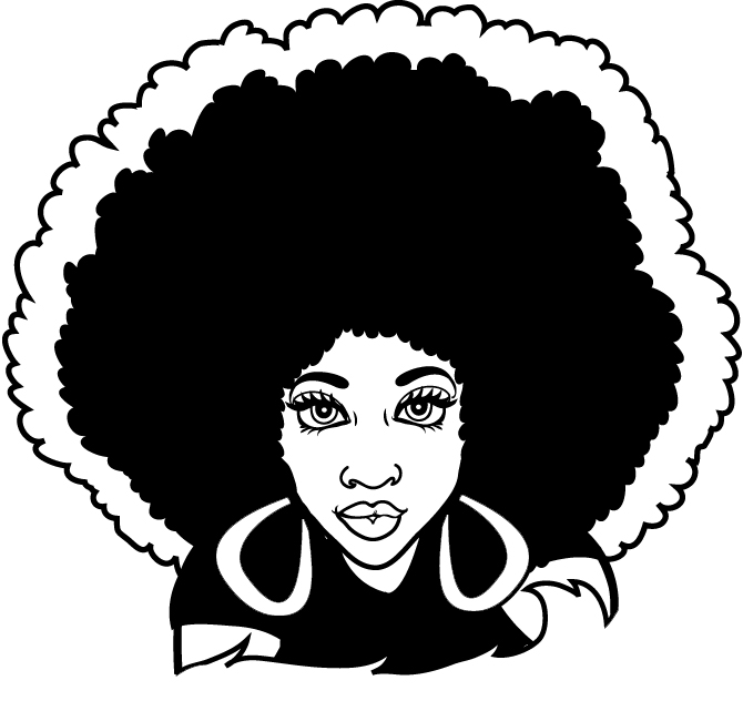 Black woman clipart with short afro 