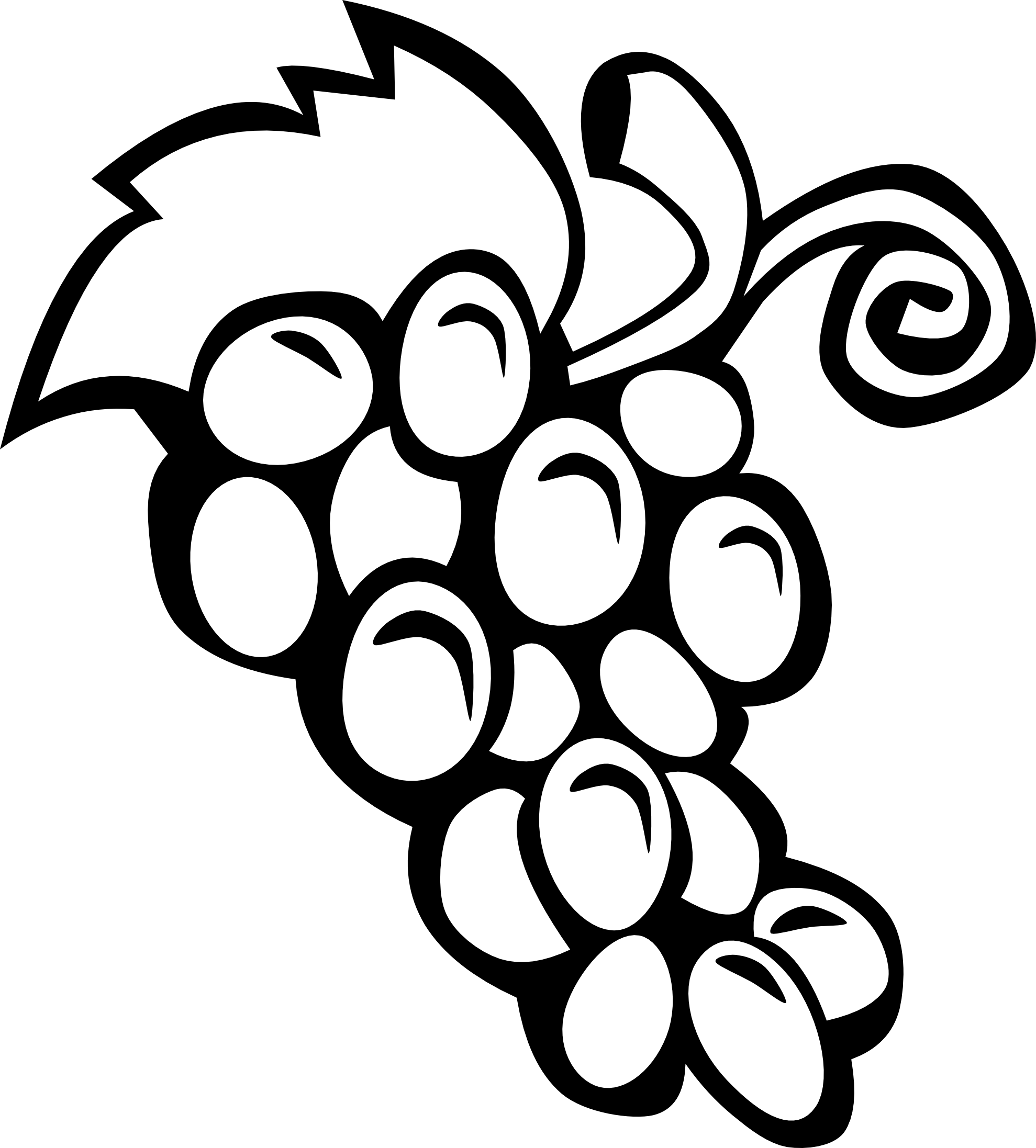 Grape Leaf Black And White Clipart 