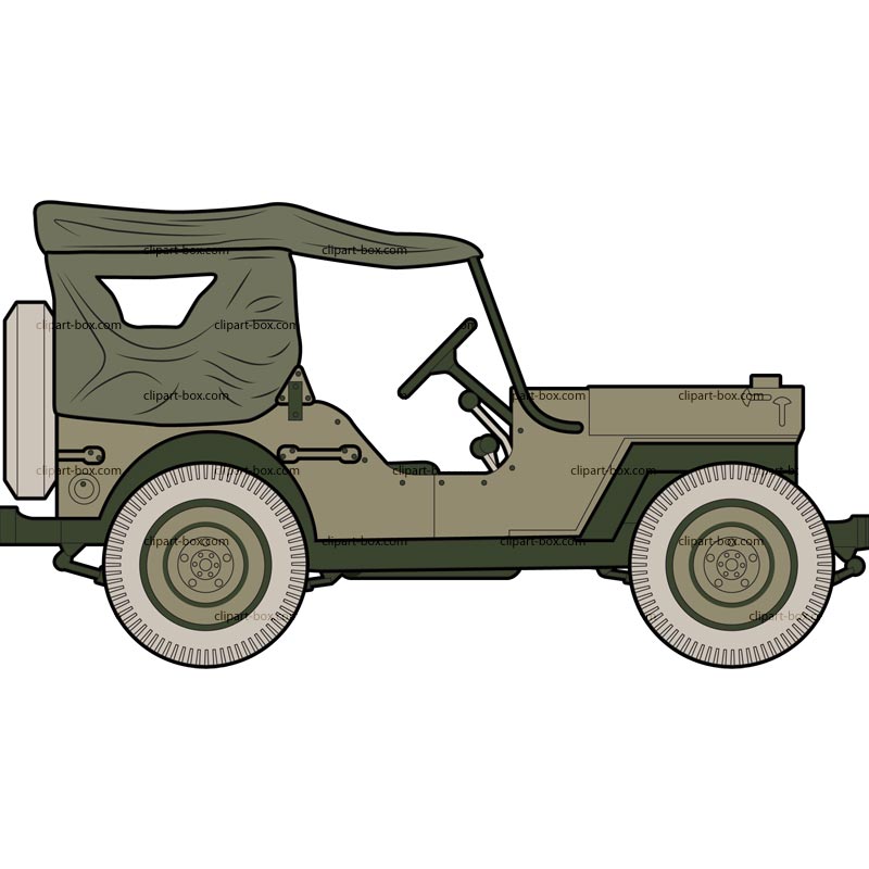 Willys army jeep silhouette clipart vector 