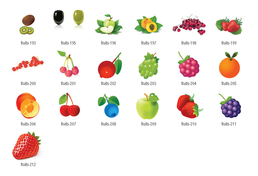 Fruits clipart vector 