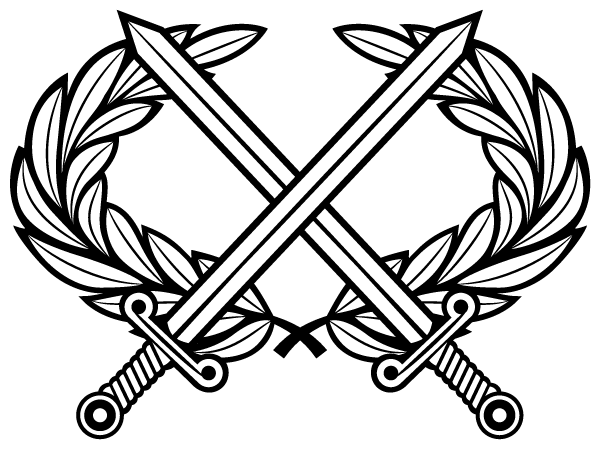 Heraldic Cross Swords with Laurel Wreath Vector Clip Art 