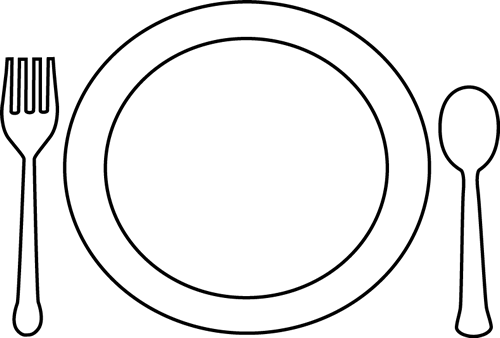 Plate Of Food Clipart Black And White 