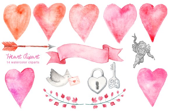 Watercolor Heart Clipart ~ Illustrations on Creative Market 