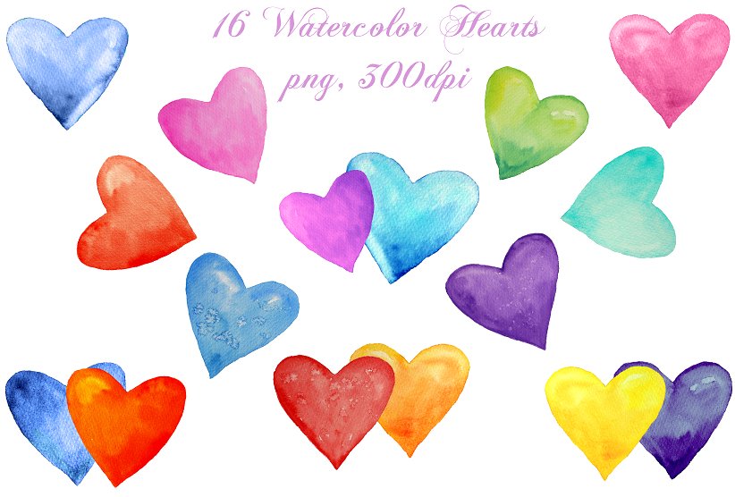 Watercolor Clipart Abstract Hearts ~ Illustrations on Creative Market 