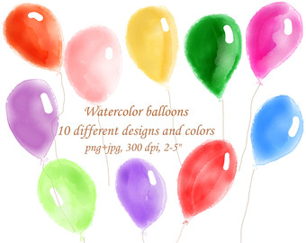 Watercolor hearts clipart balloons watercolor by UphillRunning 