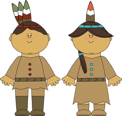 Native American Indian Boy and Girl Clip Art 