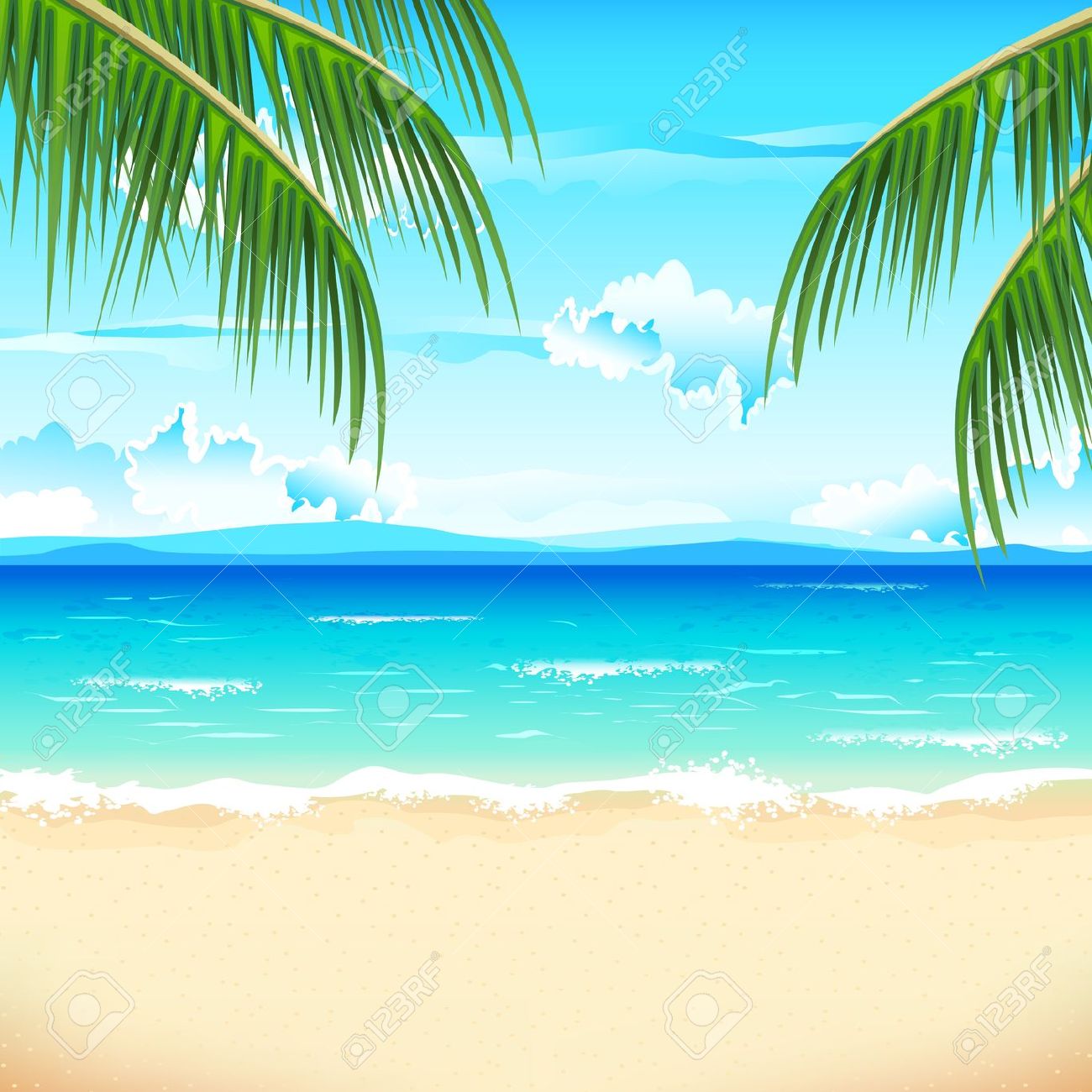 Summer beach background clipart 