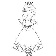 Princess black and white clipart 
