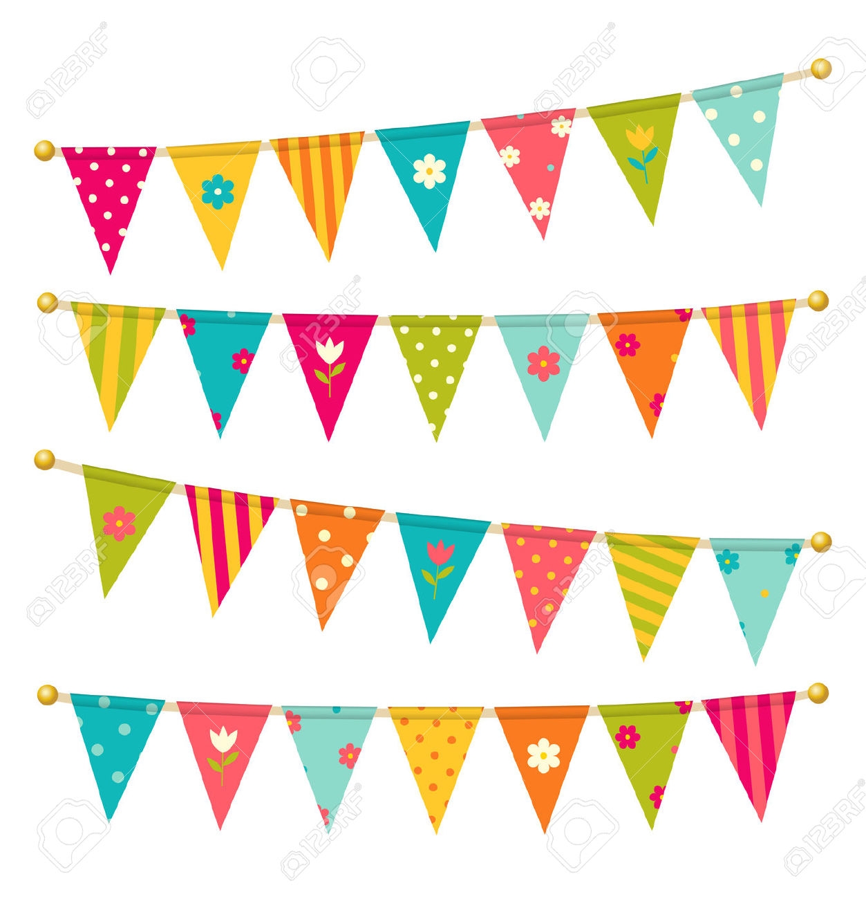 Triangle Flags On A String Clipart 