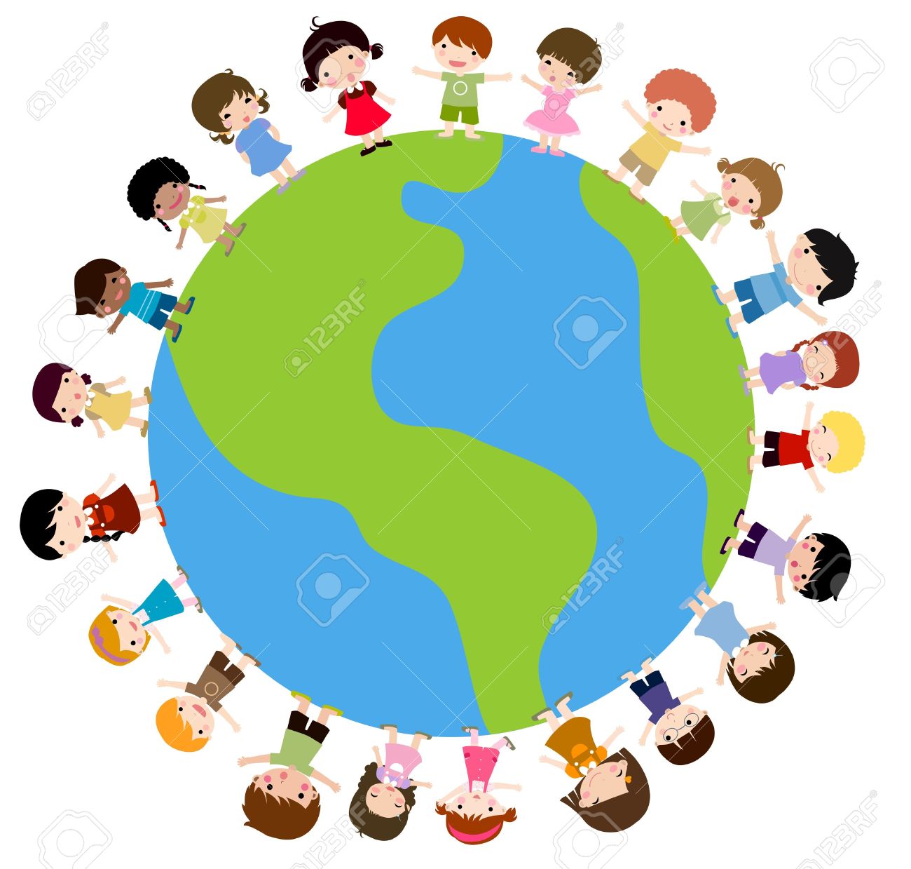 kids holding hands around the world clipart - Clip Art Library