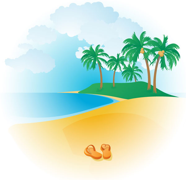 Cartoon Beach Background Clipart 