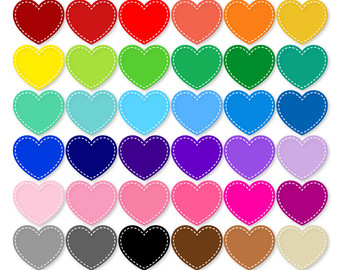 Items similar to Heart Clip Art Rainbow Grey Shades Turquoise 
