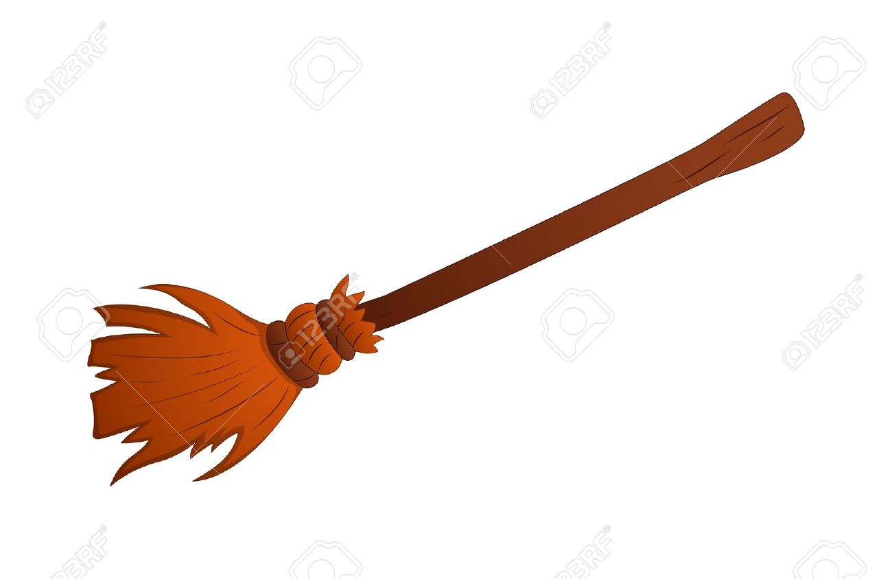 Cartoon Witch And Broom / Witches broom black simple icon vector. - jkd