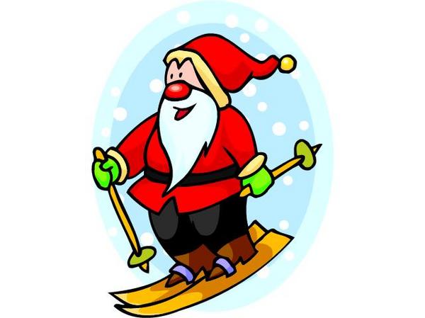 Santa skiing clipart 