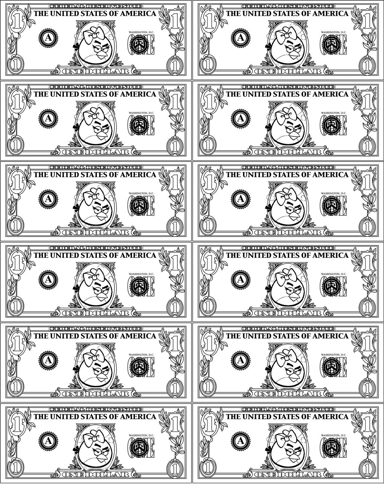 Coloring Page Money 