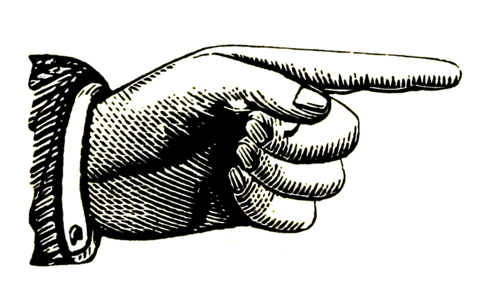 old fashioned pointing hand - Clip Art Library
