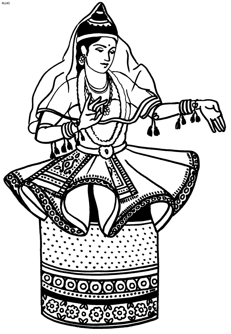 Indian Dance Clipart Black And White 