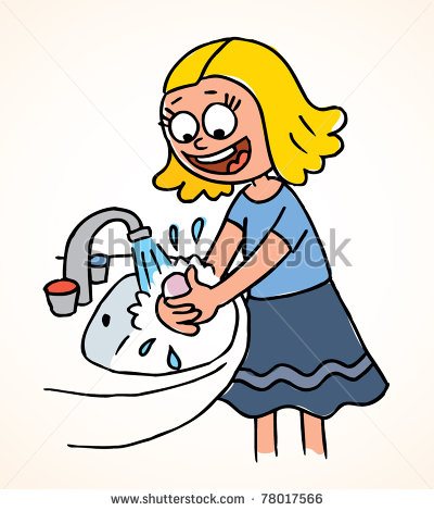 Washing hand in morning clipart 