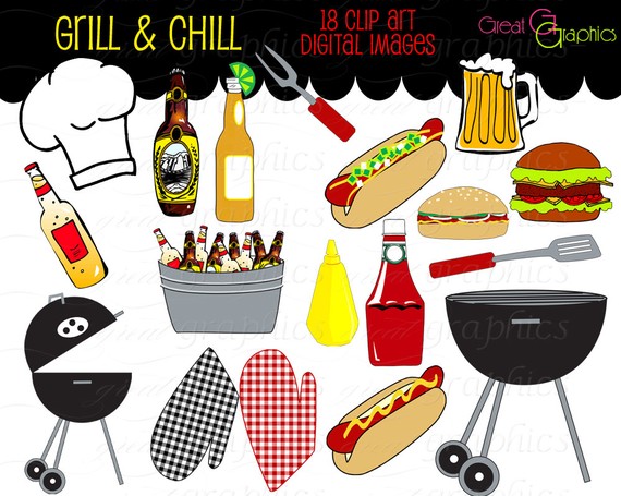 Party Clipart Backyard BBQ Clip Art Cooking by GreatGraphics 