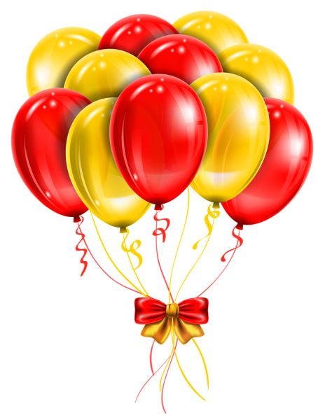 Transparent Red and Gold Balloons Clipart 