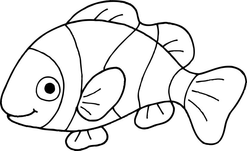 Black and white fish clip art 