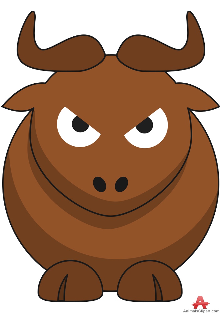 Cartoon Gnu with Angry Face 