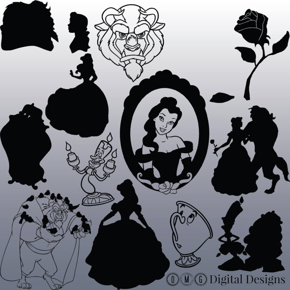 12 Beauty And The Beast Silhouette Image Digital Clipart 