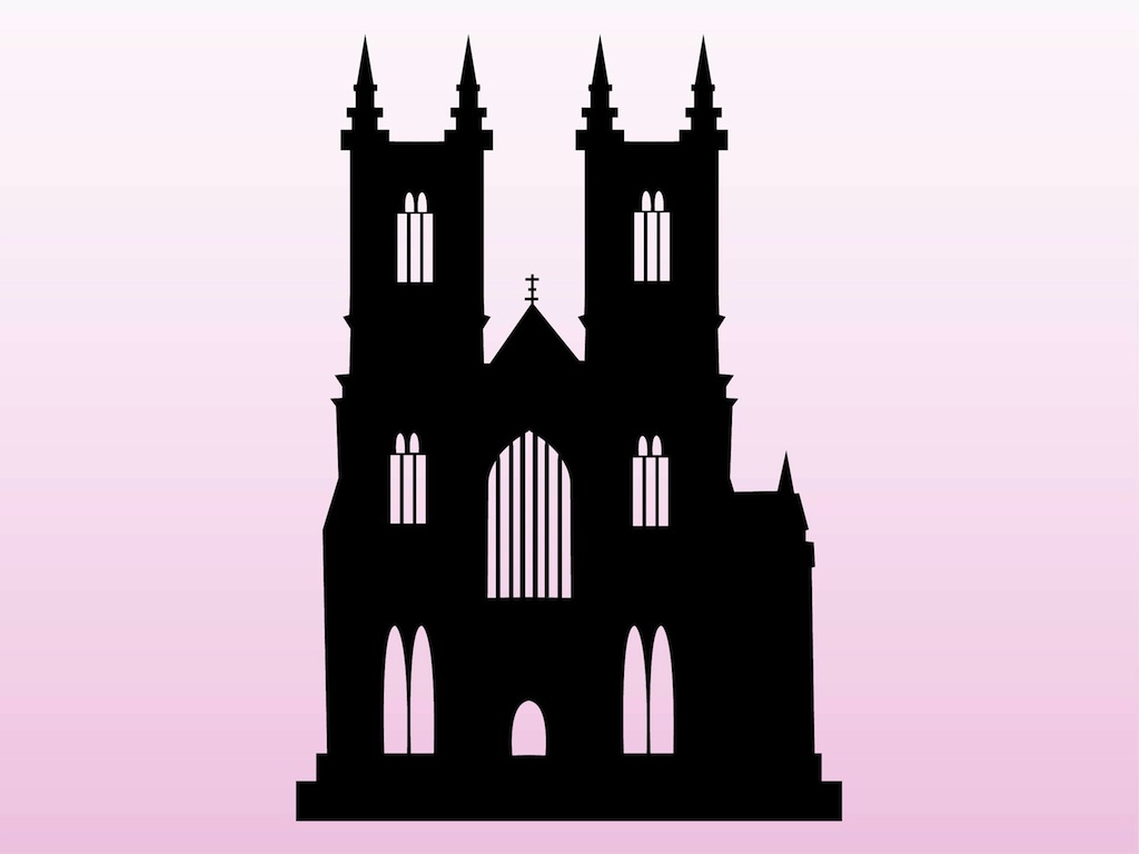 Country Church Silhouette Clipart 
