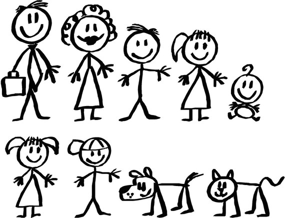 Stick family of 5 clipart 