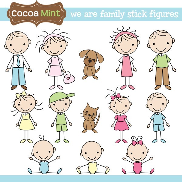 Clip Art Stick Figure Family Clipart 