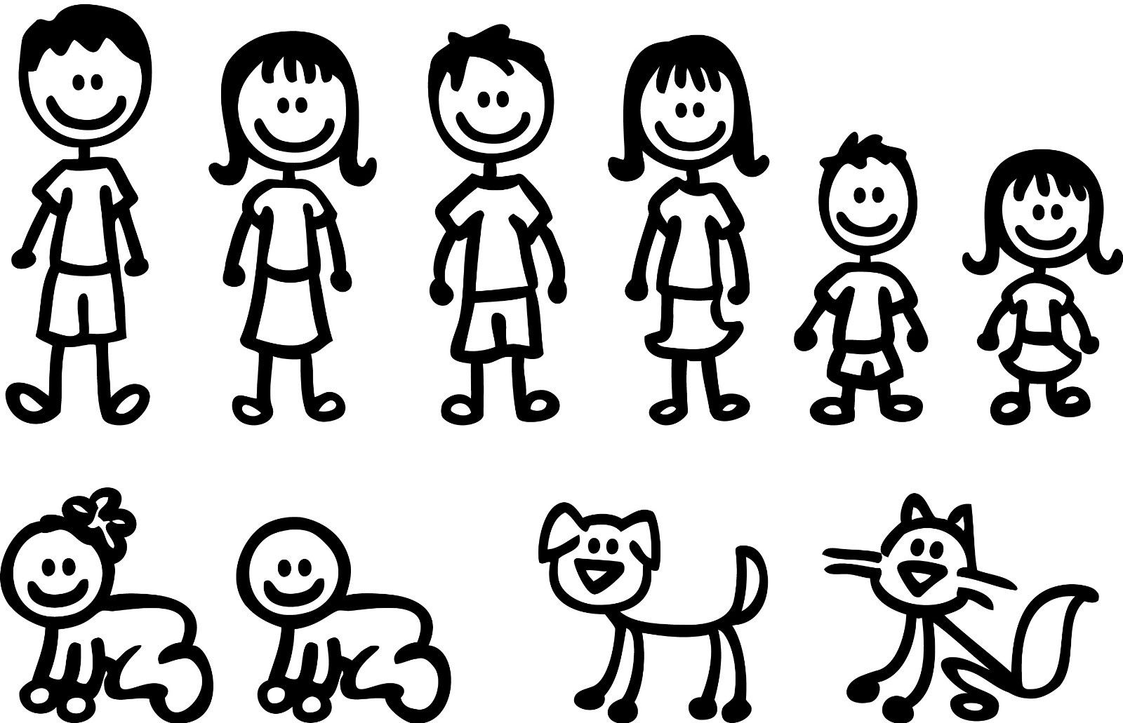 Family clipart 6 stick people 