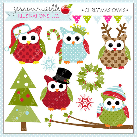 Christmas Owls Clipart 