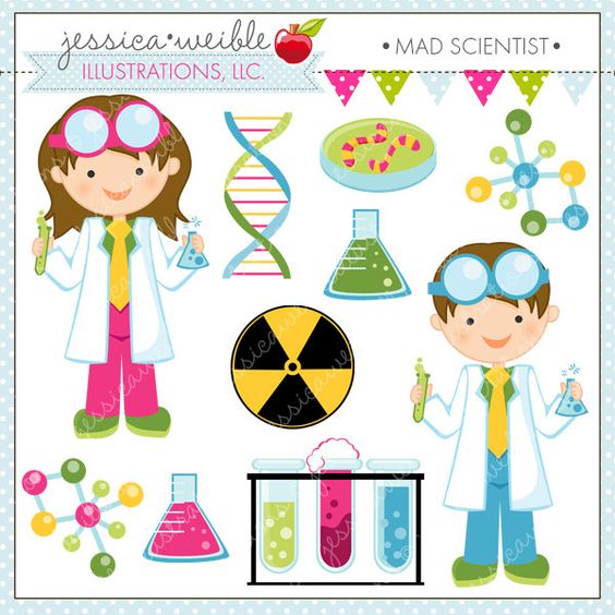 Scientist Kids Cute Clipart, Science Kids, Science Clip art 