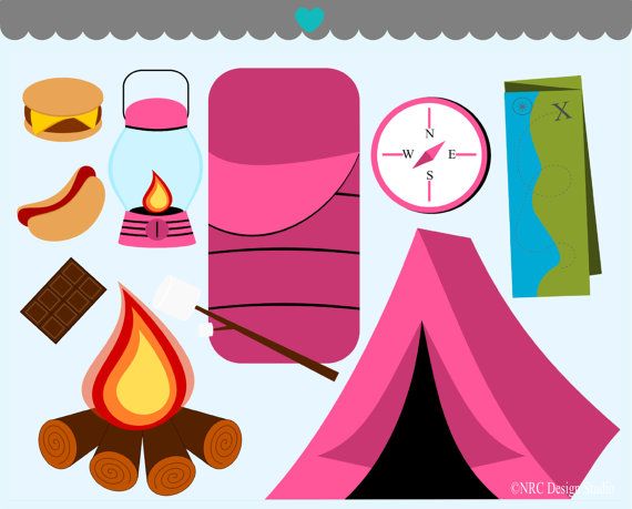 Girls Camping Tent Clipart 